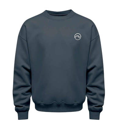 Bio Sweatshirt 350g Berge in Blaugrau (India Ink Grey) – Produktbild (350 g/m² Bio-Baumwolle) von Rad&Rucksack