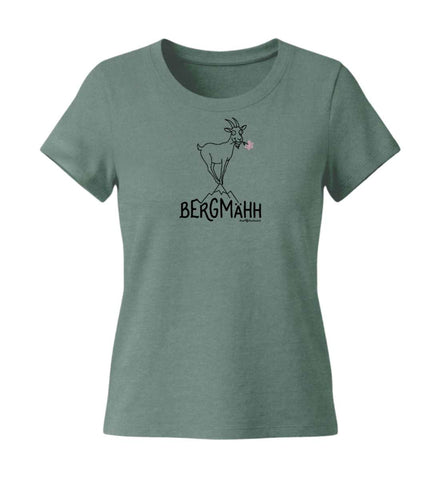 Bergmähh Bio T-Shirt Damen Tailliert in Meeresgrün (Green Bay) – Produktbild (155 g/m² Bio-Baumwolle, tailliert) von Rad&Rucksack