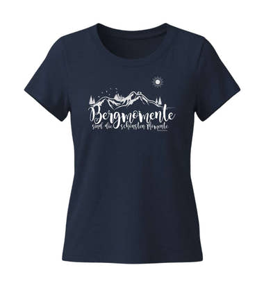 Bergmomente T-Shirt Damen Dunkelblau (French Navy) – Produktbild (155 g/m² Bio-Baumwolle, tailliert) von Rad&Rucksack