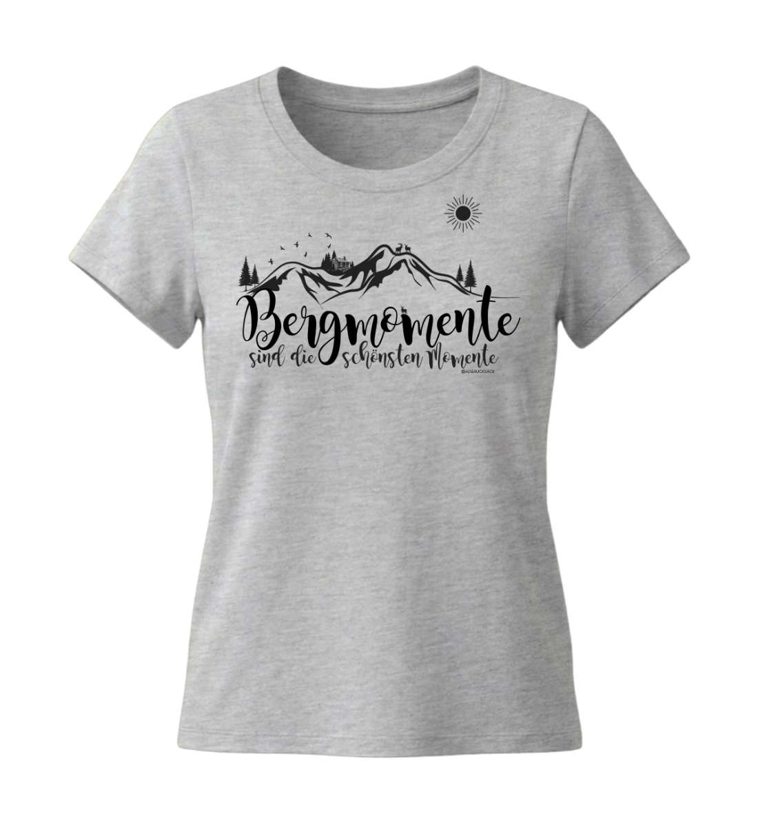 Bergmomente | Damen Premium Organic T-Shirt (Fitted) in Heather Grey von Rad&Rucksack