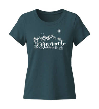 Bergmomente Bio T-Shirt Damen Tailliert in Blaugrün (Stargazer) – Produktbild (155 g/m² Bio-Baumwolle, tailliert) von Rad&Rucksack