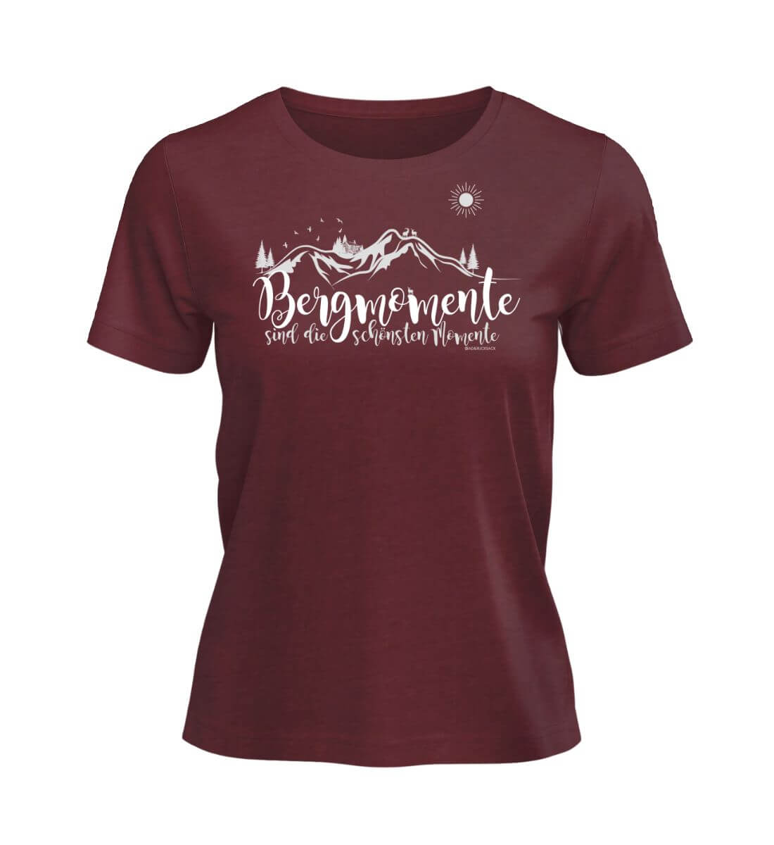 Bergmomente | Damen Premium Organic T-Shirt in Burgundy von Rad&Rucksack