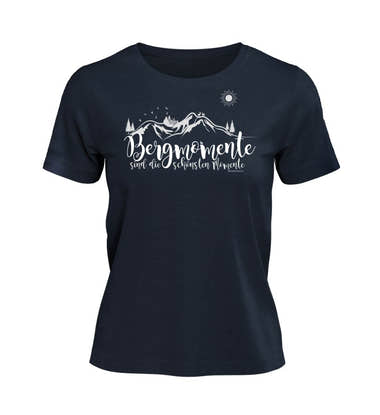 Outdoor T-Shirt Bergmomente Damen in Dunkelblau (French Navy) – Produktbild (100% Bio-Baumwolle) von Rad&Rucksack