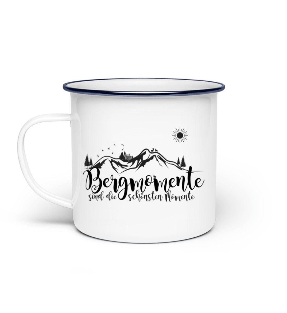 Bergmomente | Emaille Tasse in Weiß von Rad&Rucksack
