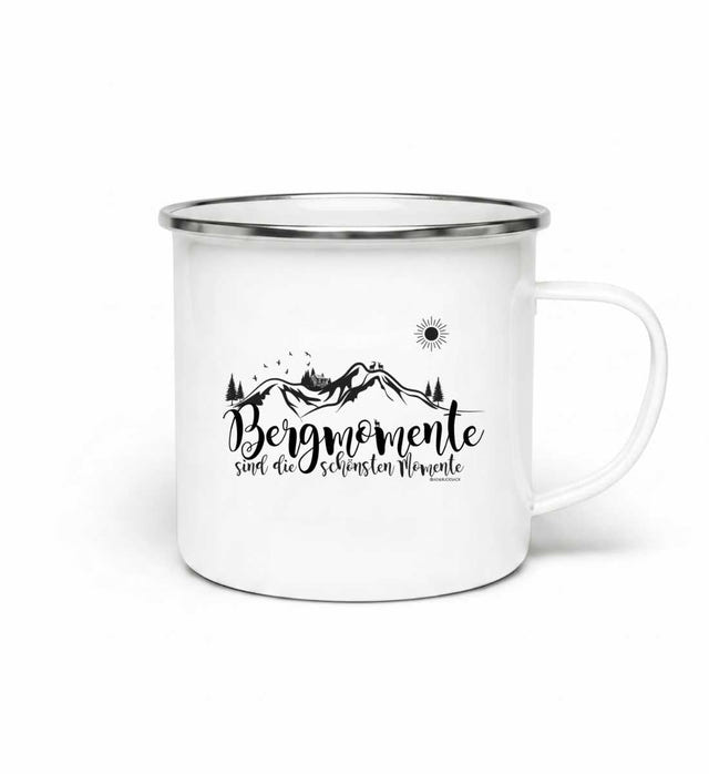 Bergmomente Emaille Tasse – Lifestyle-Aufnahme (130 g ultraleicht) von Rad&Rucksack