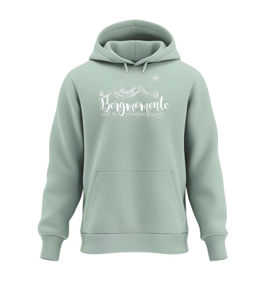 Bergmomente | Unisex Organic Hoodie in Aloe von Rad&Rucksack