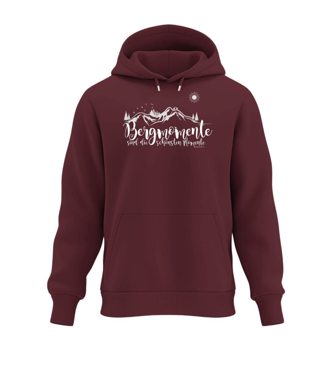 Bergmomente | Unisex Organic Hoodie in Burgundy von Rad&Rucksack