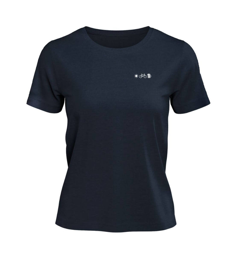 Bier Bike Sonne Stick T-Shirt Damen in Dunkelblau (French Navy) – Produktbild (100% Bio-Baumwolle) von Rad&Rucksack