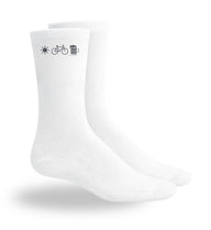 Bier Socken „Bier Bike Sonne“ in Weiß (White) – Motiv- & Print-Ansicht (atmungsaktives Mesh-Fußbett) von Rad&Rucksack