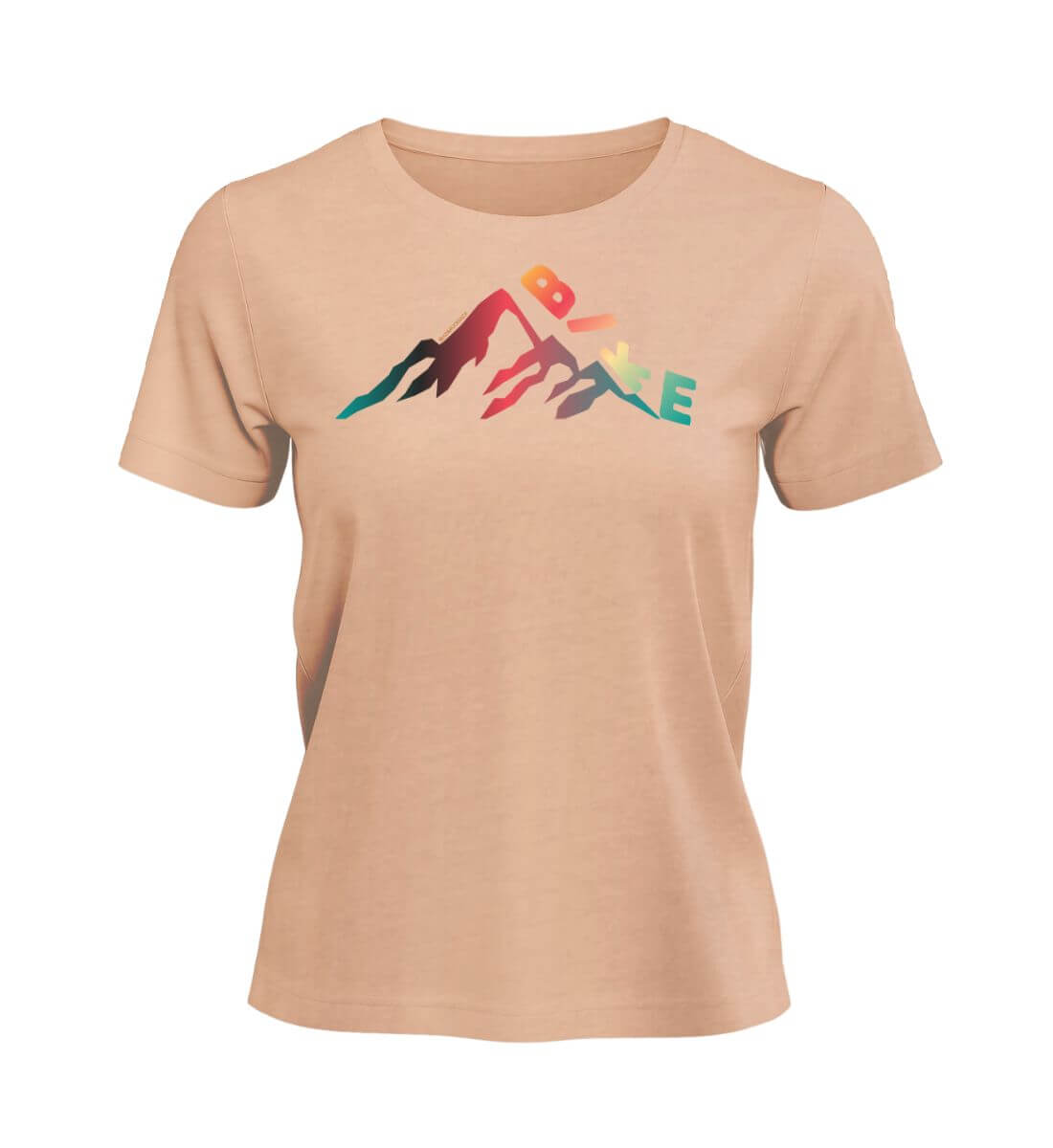 Bike T-Shirt Damen Pfirsich-Rosa (Fraiche Peche) – Produktbild (100% Bio-Baumwolle) von Rad&Rucksack