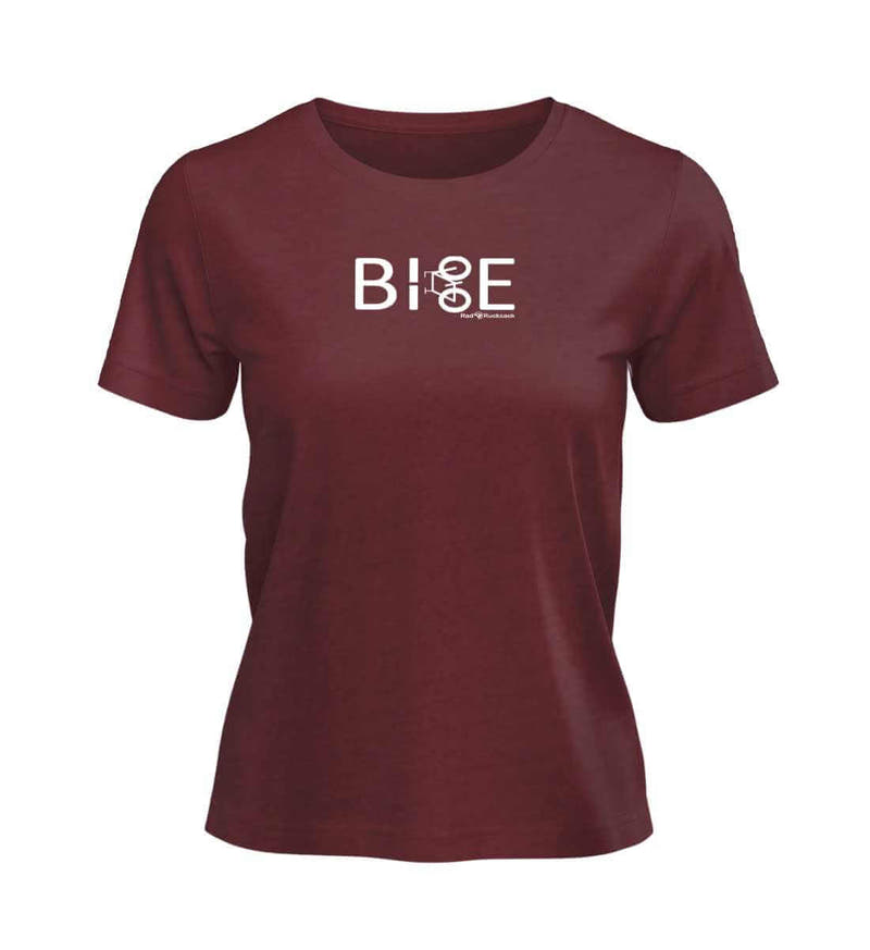 Bike Fahrrad | Damen Premium Organic T-Shirt in Burgundy von Rad&Rucksack