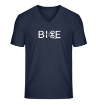 Outdoor V-Neck T-Shirt Bike Fahrrad Herren in Dunkelblau (French Navy) – Produktbild (100% Bio-Baumwolle) von Rad&Rucksack