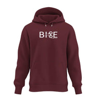 Bike Fahrrad Kapuzenpullover in Weinrot (Burgundy) – Produktbild (350 g/m² Bio-Baumwolle) von Rad&Rucksack