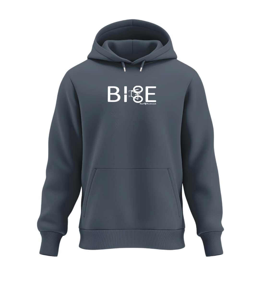 Warmer Hüttentour Hoodie Bike Fahrrad in Blaugrau (India Ink Grey) – Produktbild (350 g/m² Bio-Baumwolle) von Rad&Rucksack