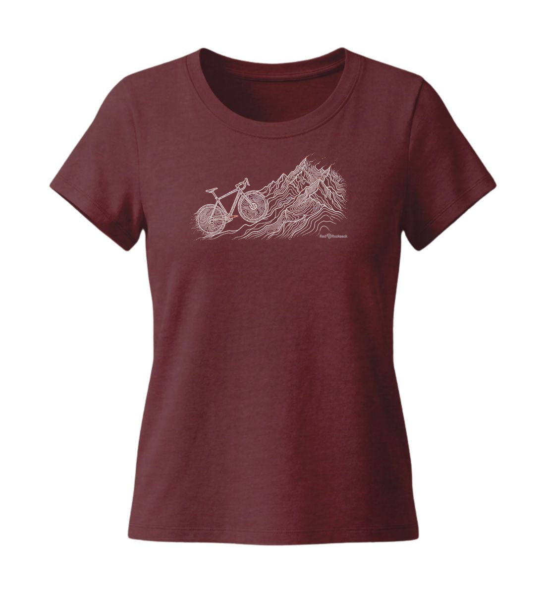 Bike Mountain | Damen Premium Organic T-Shirt (Fitted) in Burgundy von Rad&Rucksack