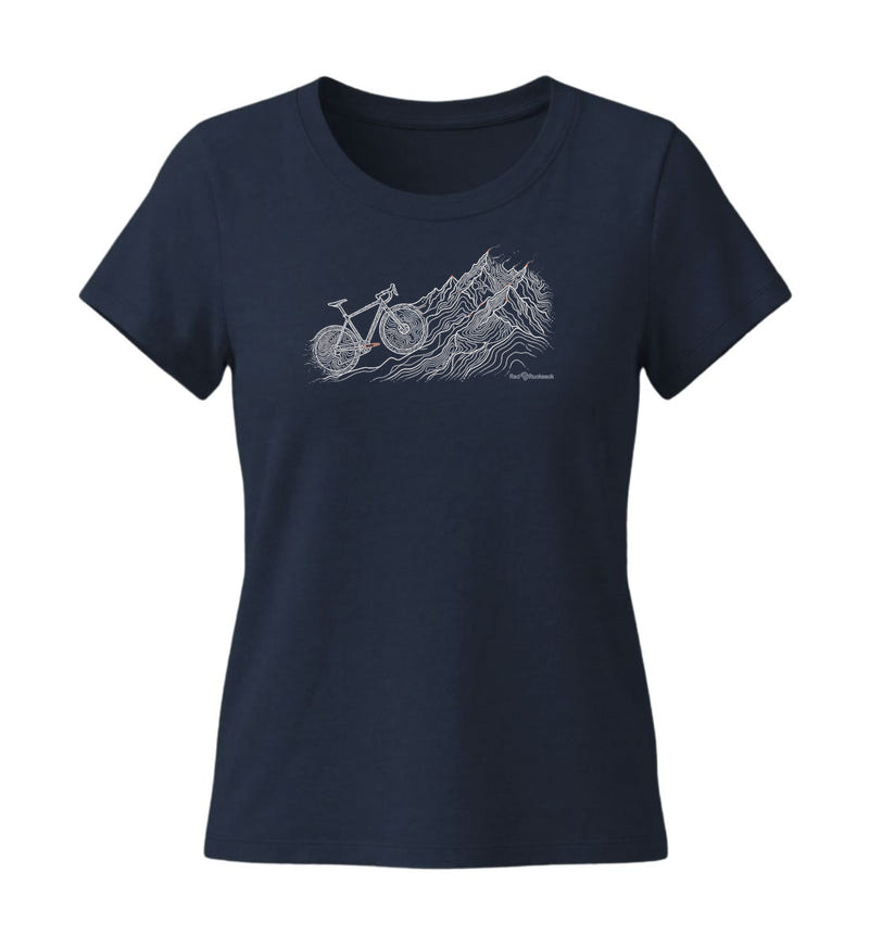 Mountain T-Shirts Damen Tailliert „Bike Mountain“ in Dunkelblau (French Navy) – Produktbild von Rad&Rucksack