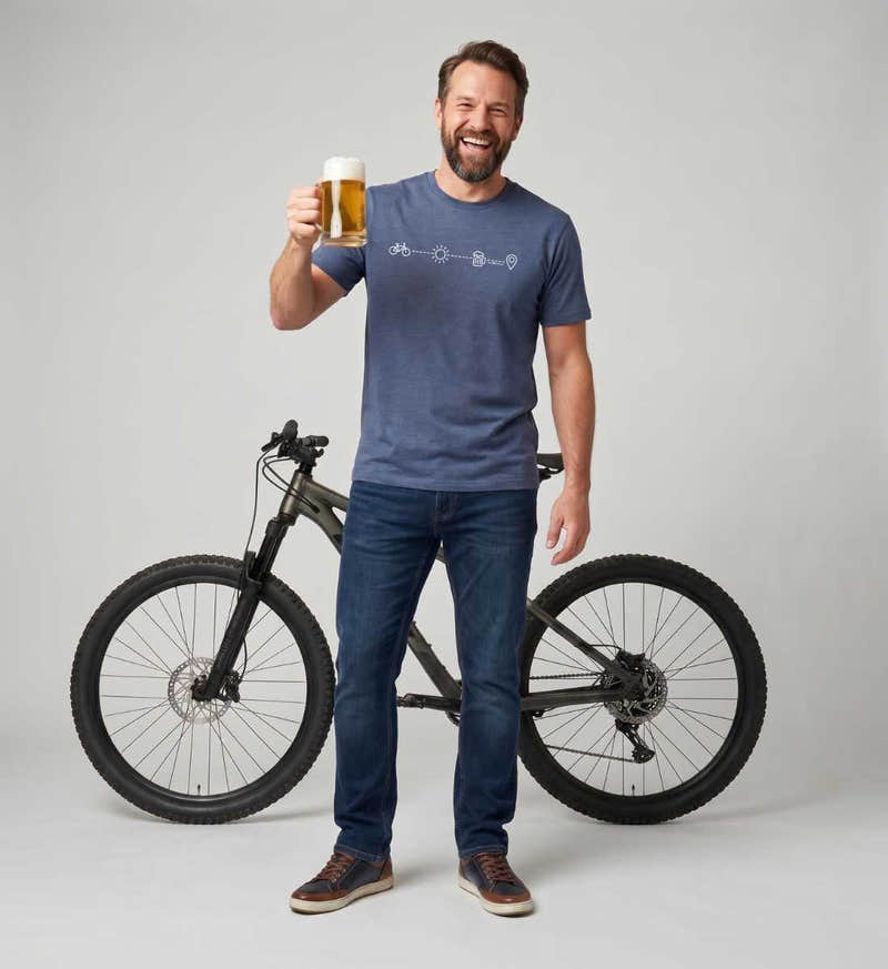 Bike Sonne Bier T-Shirt Herren Detail & Material – Detailaufnahme (100% Bio-Baumwolle) von Rad&Rucksack