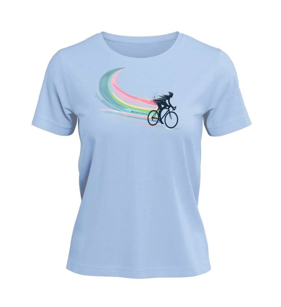 Outdoor T-Shirt Bikes Damen in Mittelblau (Blue Soul) – Produktbild (100% Bio-Baumwolle) von Rad&Rucksack