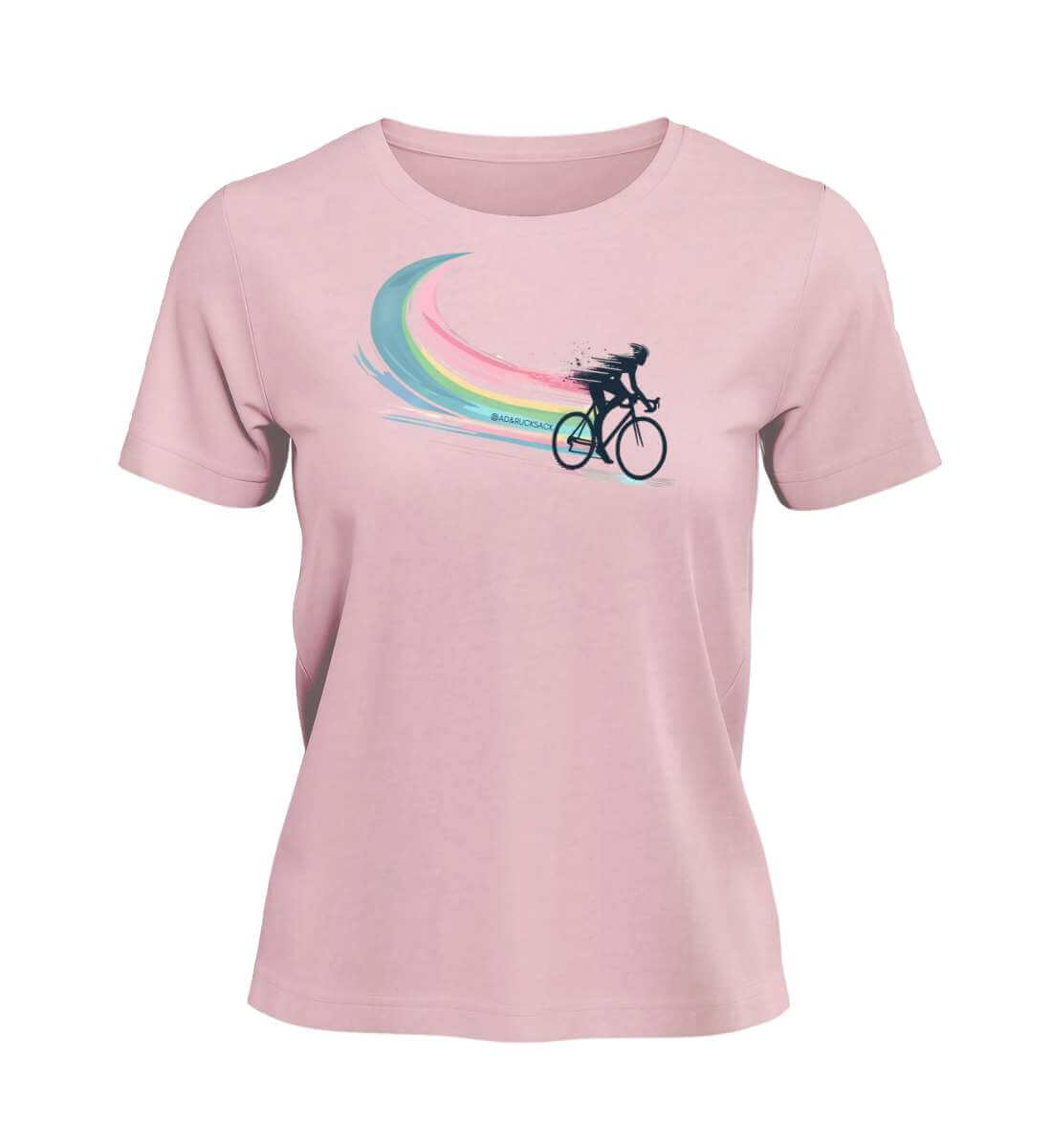 Bikes T-Shirt Damen Zartrosa (Cotton Pink) – Produktbild (100% Bio-Baumwolle) von Rad&Rucksack