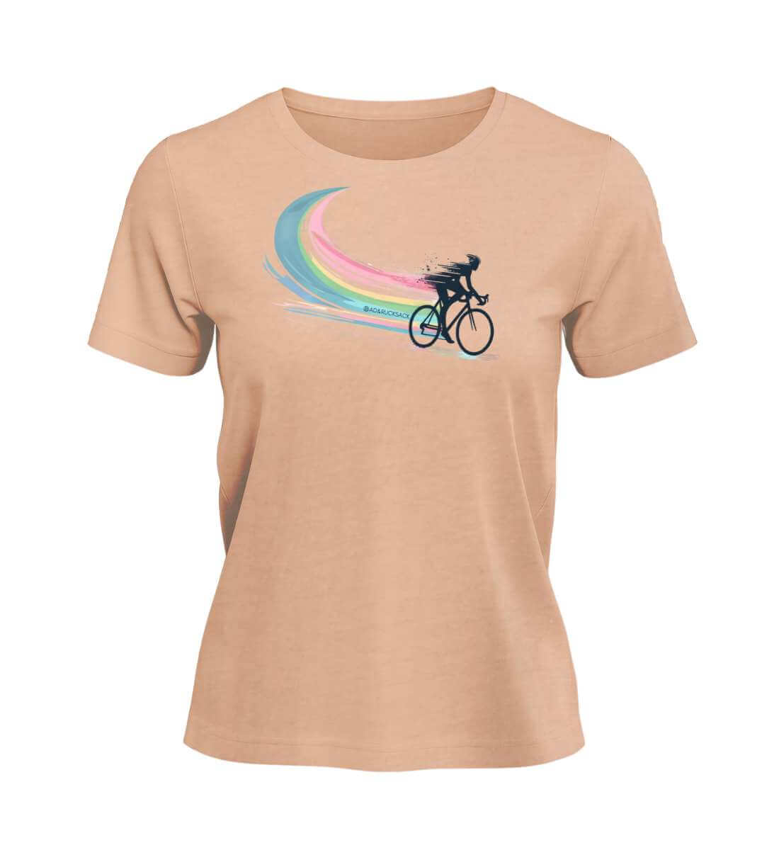 Bikes T-Shirt Damen Pfirsich-Rosa (Fraiche Peche) – Produktbild (100% Bio-Baumwolle) von Rad&Rucksack