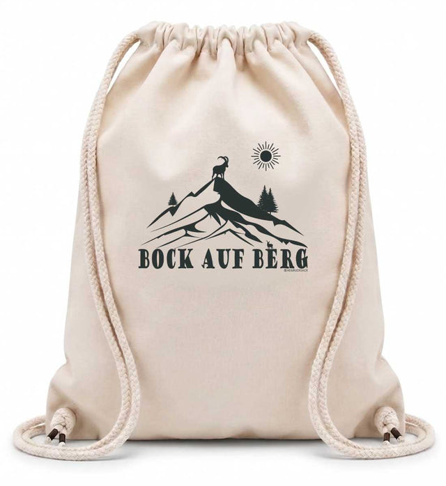 Bock auf Berg Baumwoll-Gymsac in Naturweiß (Natural) – Produktbild (100% Baumwolle, 12 L) von Rad&Rucksack
