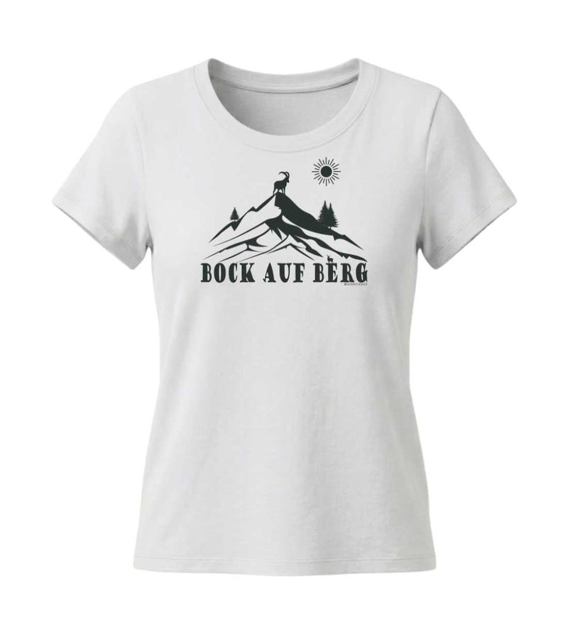 Bock auf Berg T-Shirt Damen Tailliert in Weiß (White) – Produktbild (155 g/m² Bio-Baumwolle, tailliert) von Rad&Rucksack