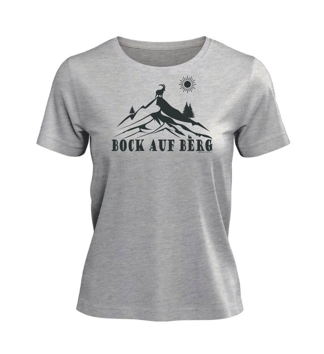 Bock auf Berg T-Shirt Damen in Grau-Melange (Heather Grey) – Produktbild (100% Bio-Baumwolle) von Rad&Rucksack