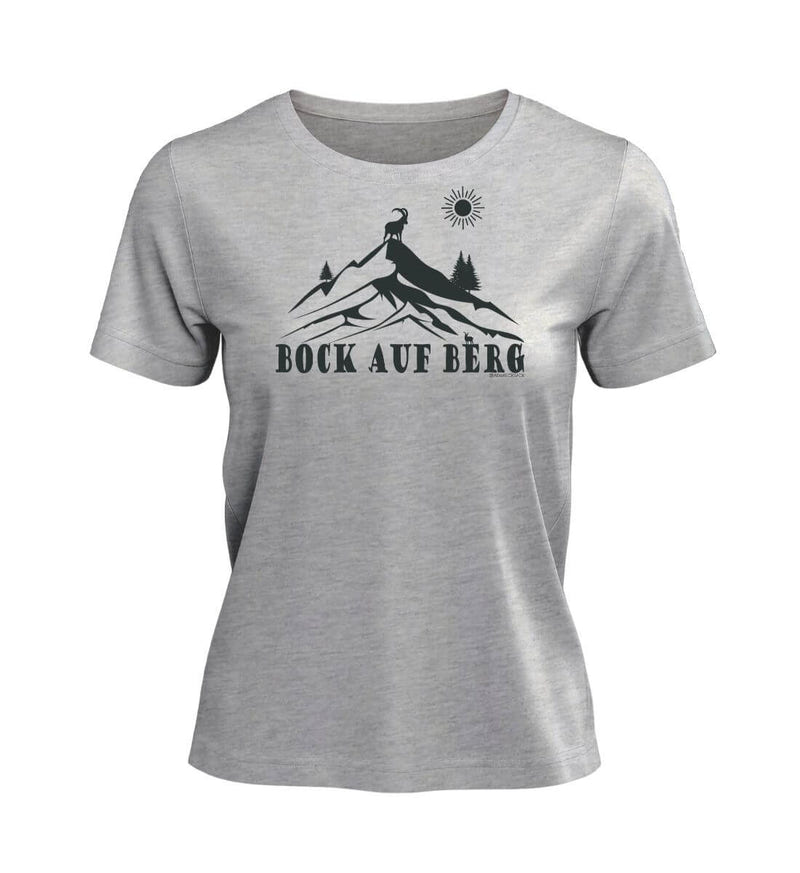 Bock auf Berg T-Shirt Damen in Grau-Melange (Heather Grey) – Produktbild (100% Bio-Baumwolle) von Rad&Rucksack