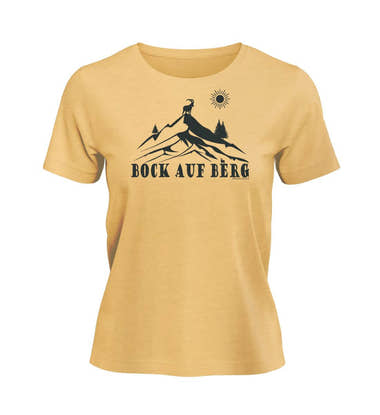 Bock auf Berg T-Shirt Damen Apricot-Orange (Nispero) – Produktbild (100% Bio-Baumwolle) von Rad&Rucksack