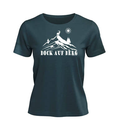 Bock auf Berg T-Shirt Damen Blaugrün (Stargazer) – Produktbild (100% Bio-Baumwolle) von Rad&Rucksack