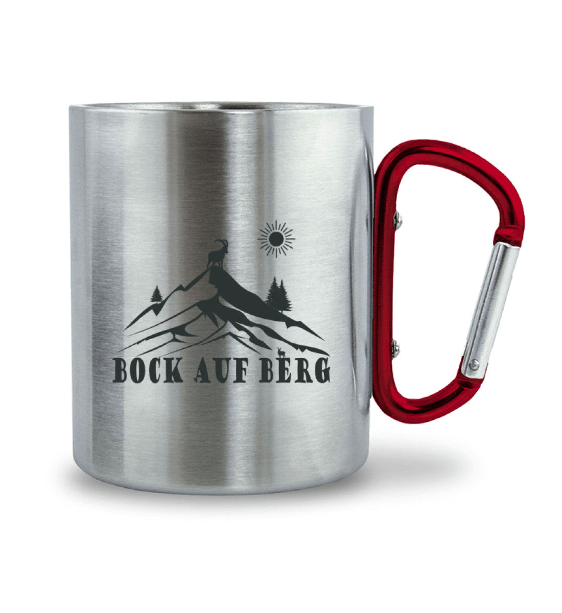 Bock auf Berg | Edelstahltasse mit Karabinergriff in Roter Karabiner von Rad&Rucksack