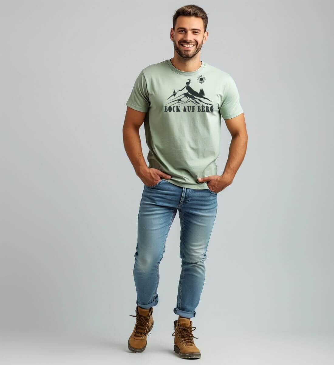 Bock auf Berg | Herren Premium Organic T-Shirt von Rad&Rucksack - am Model präsentiert
