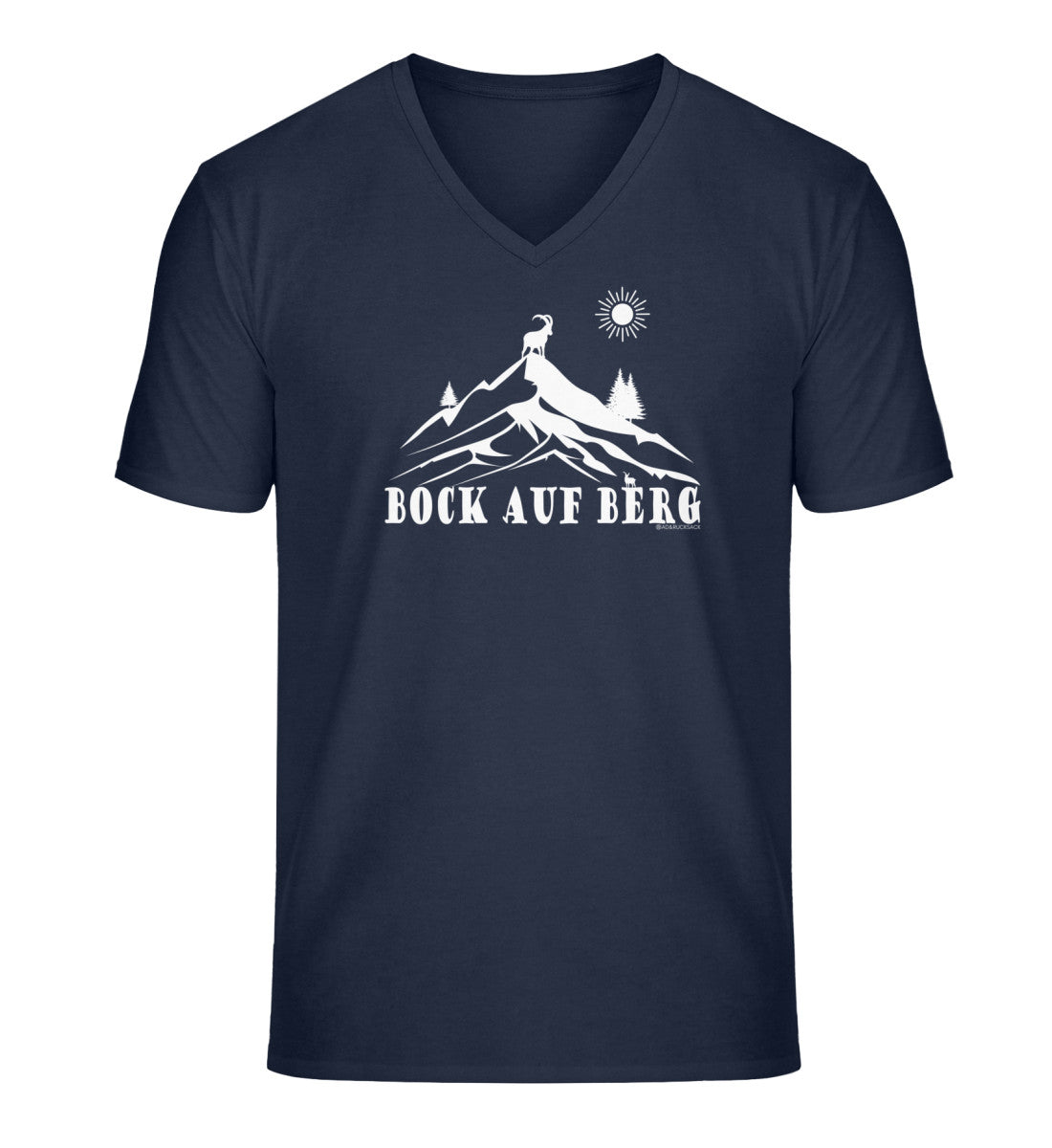 Bock auf Berg | Herren V-Neck Premium Organic T-Shirt in French Navy von Rad&Rucksack