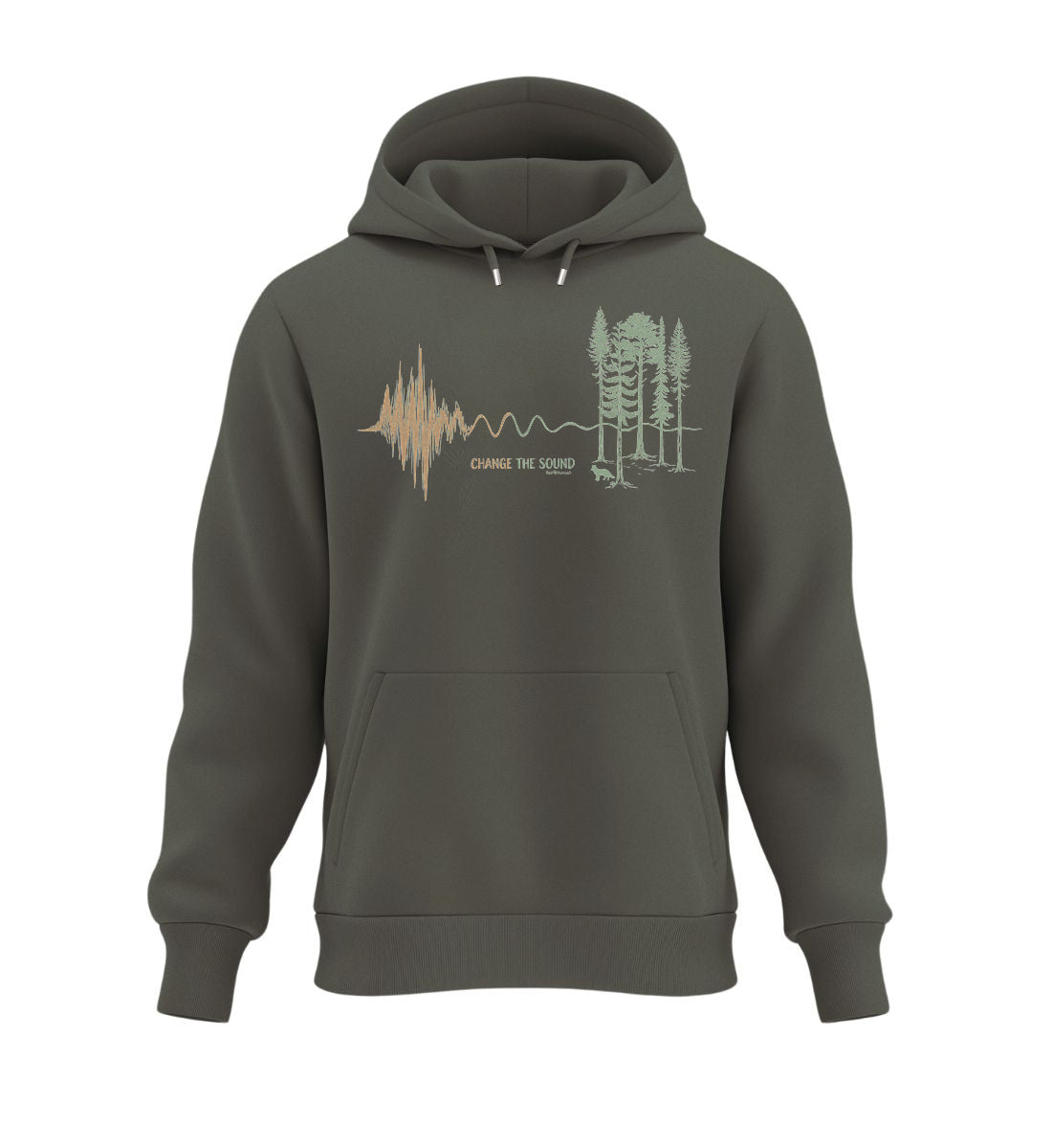 Change the Sound | Unisex Organic Hoodie in Khaki von Rad&Rucksack