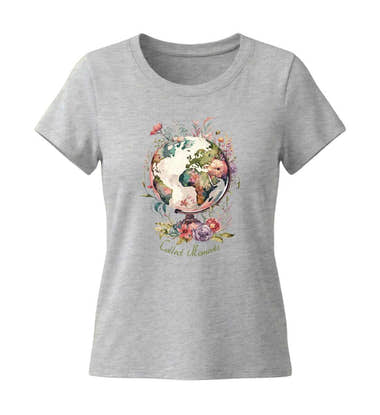 Collect Moments T-Shirt Damen Grau-Melange (Heather Grey) – Produktbild (155 g/m² Bio-Baumwolle, tailliert) von Rad&Rucksack