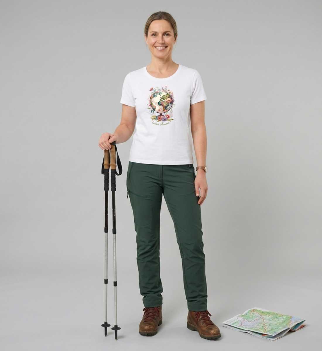 Collect Moments | Damen Premium Organic T-Shirt (Fitted) in White von Rad&Rucksack Model