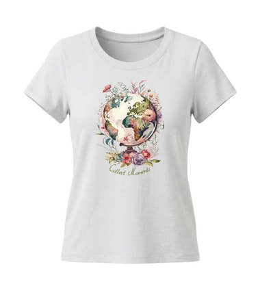 Collect Moments Bio T-Shirt Damen Tailliert in Weiß (White) – Produktbild (155 g/m² Bio-Baumwolle, tailliert) von Rad&Rucksack