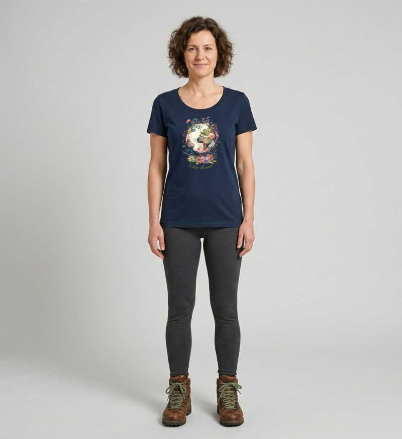 Collect Moments | Damen Premium Organic T-Shirt (Fitted) von Rad&Rucksack - am Model präsentiert