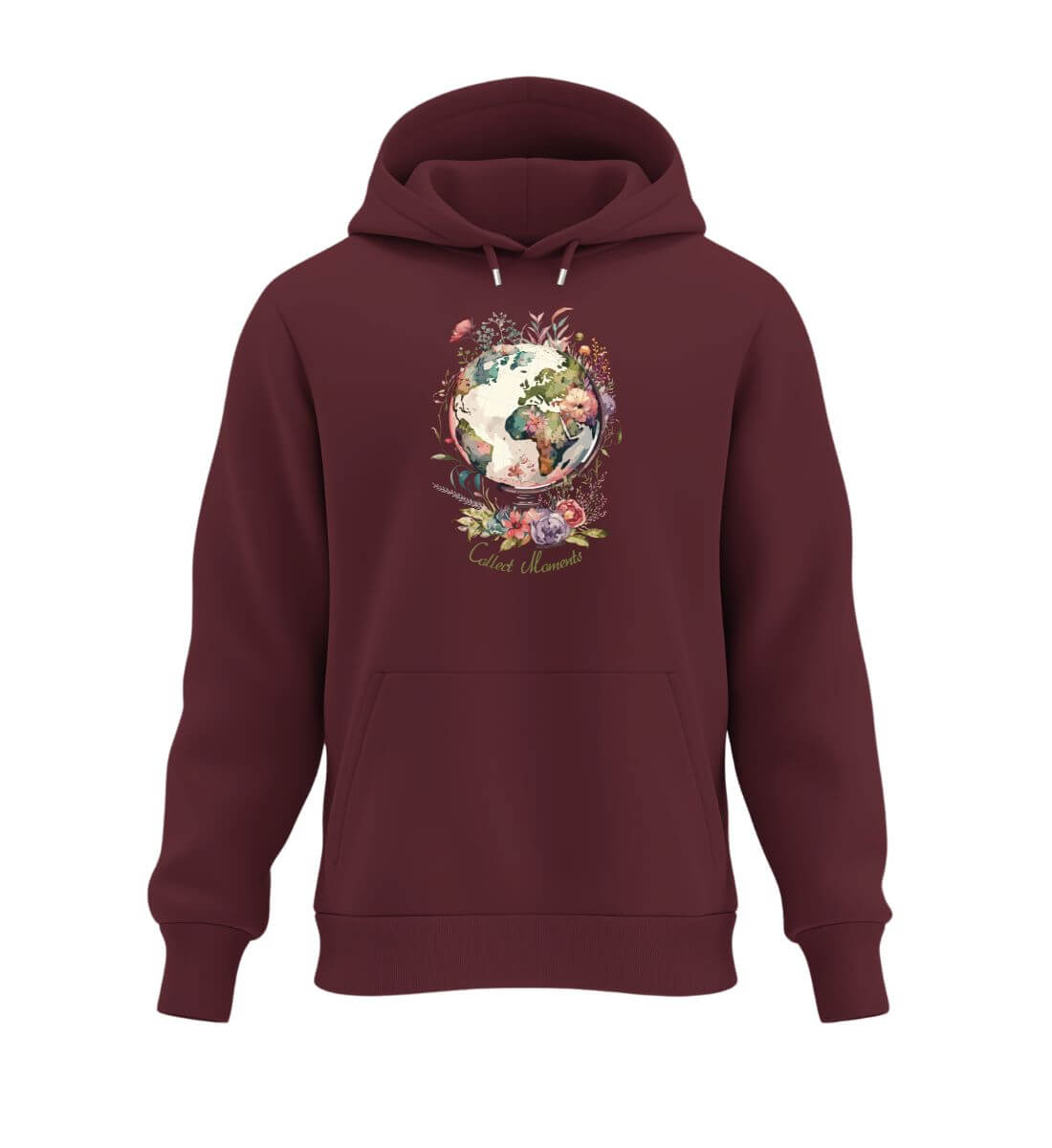Collect Moments | Unisex Organic Hoodie in Burgundy von Rad&Rucksack