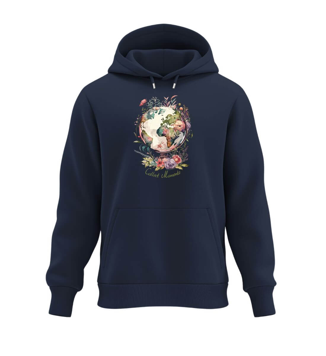 Collect Moments | Unisex Organic Hoodie in French Navy von Rad&Rucksack