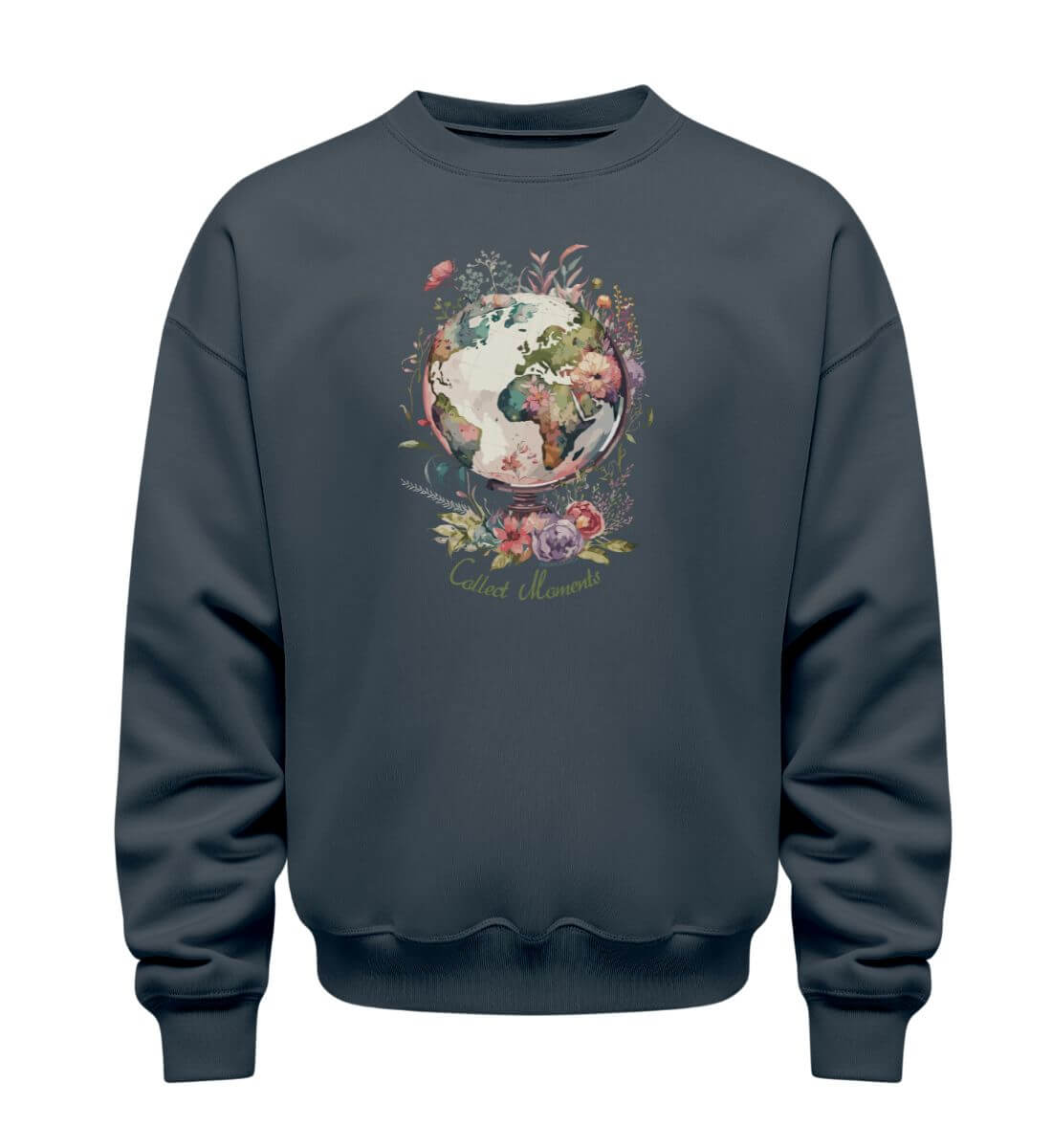 Collect Moments | Unisex Organic Pullover in India Ink Grey von Rad&Rucksack