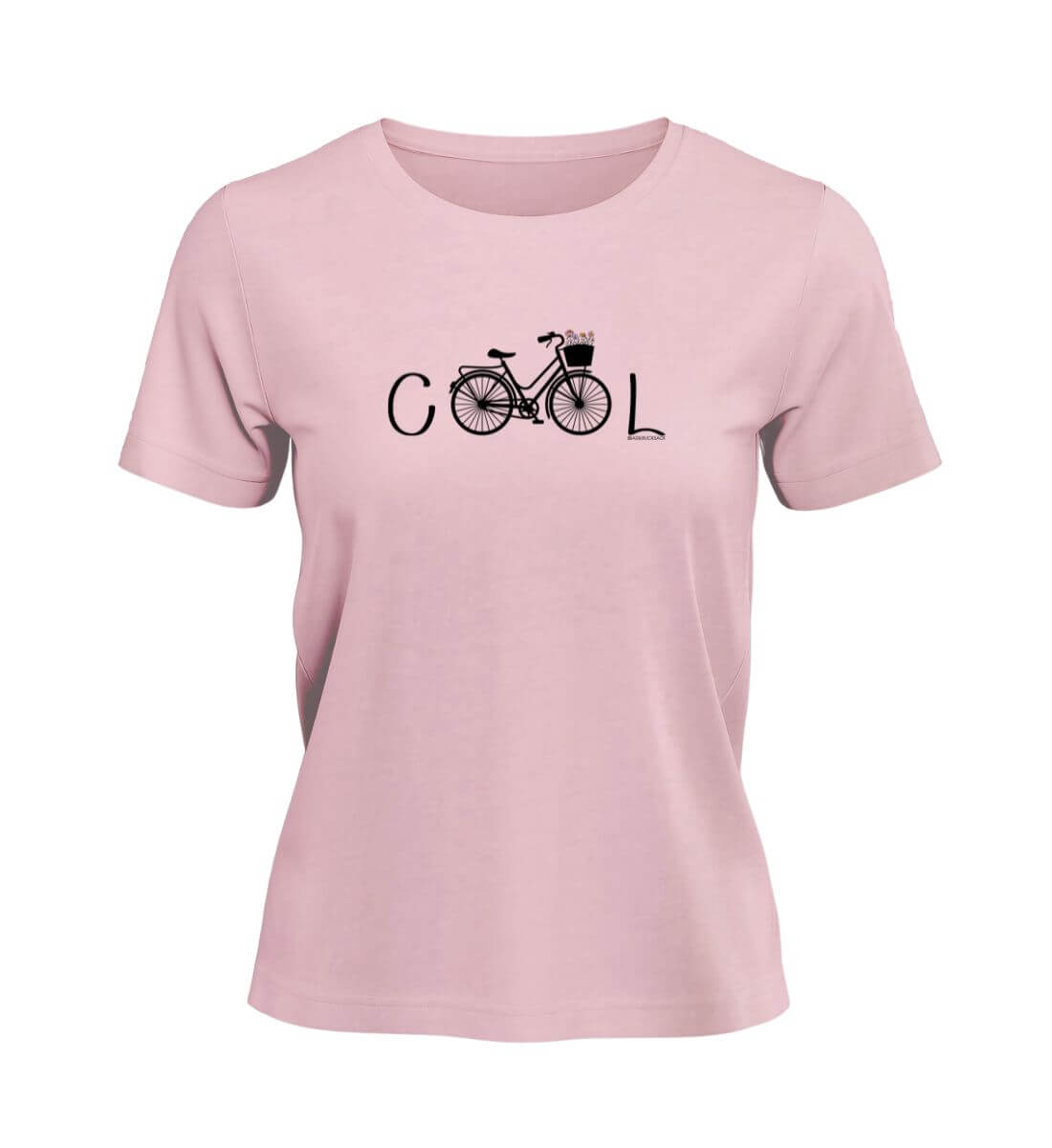 Gravelbike Kleidung T-Shirt Damen „Cool Bike“ in Zartrosa (Cotton Pink) – Produktbild (100% Bio-Baumwolle) von Rad&Rucksack