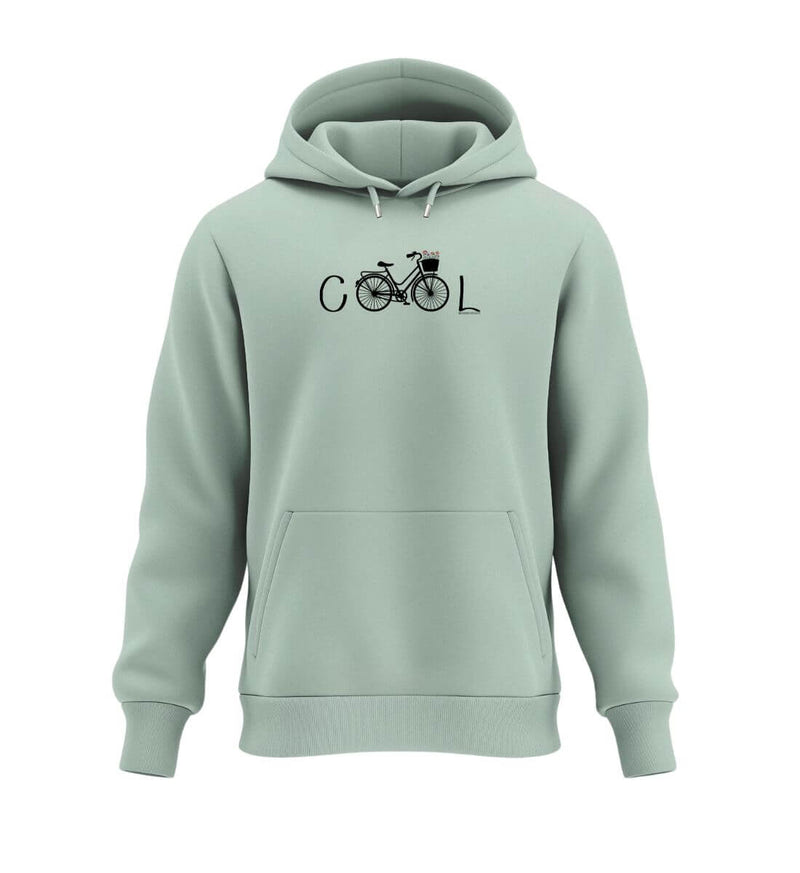 Bike Sweatshirt „Cool Bike“ in Salbeigrün (Aloe) – Produktbild (350 g/m² Bio-Baumwolle) von Rad&Rucksack