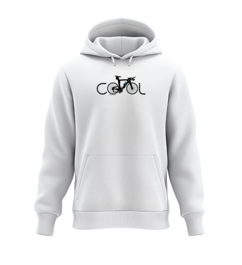 Cool Bikes Hoodie in Weiß (White) – Produktbild (350 g/m² Bio-Baumwolle) von Rad&Rucksack