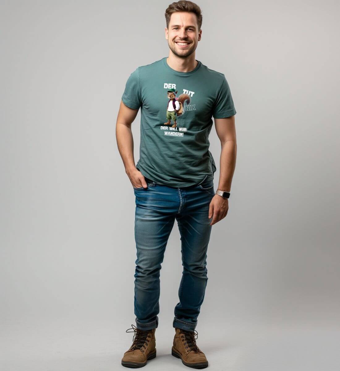 Der tut nix - Eichhörnchen | Herren Premium Organic T-Shirt von Rad&Rucksack - am Model präsentiert