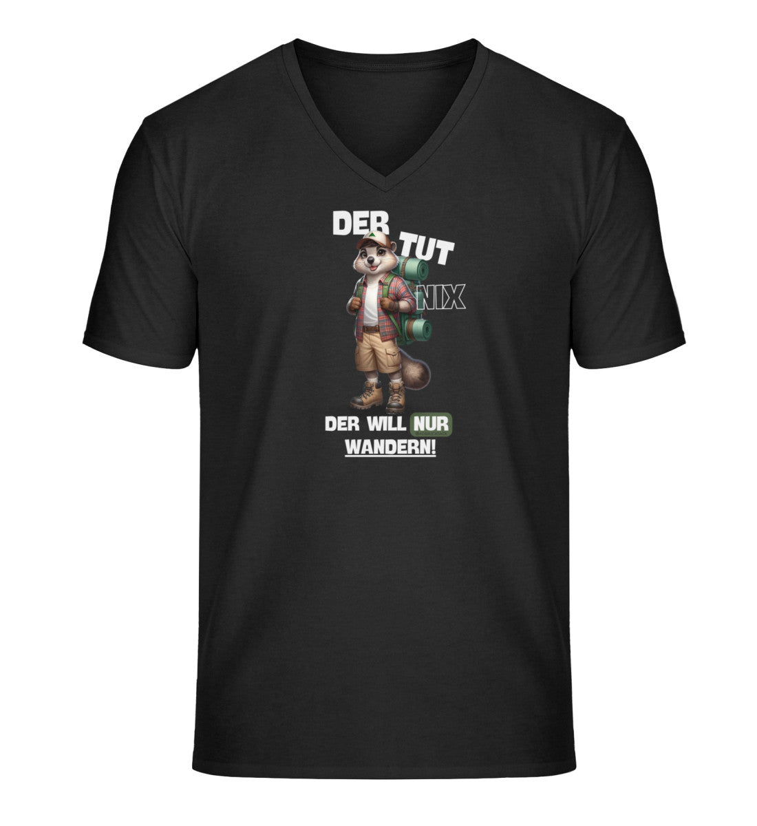 Der tut nix - Murmeltier | Herren V-Neck Premium Organic T-Shirt in Schwarz von Rad&Rucksack