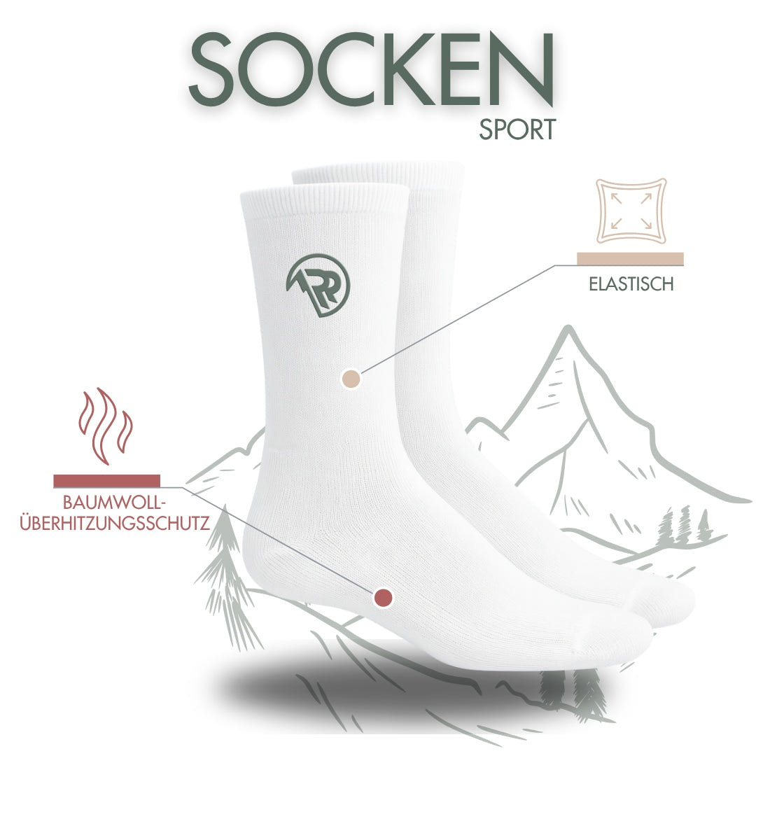 Lustige Socken Bier „Bier Bike Sonne“ in Weiß – Motiv- & Print-Ansicht (atmungsaktives Mesh-Fußbett) von Rad&Rucksack