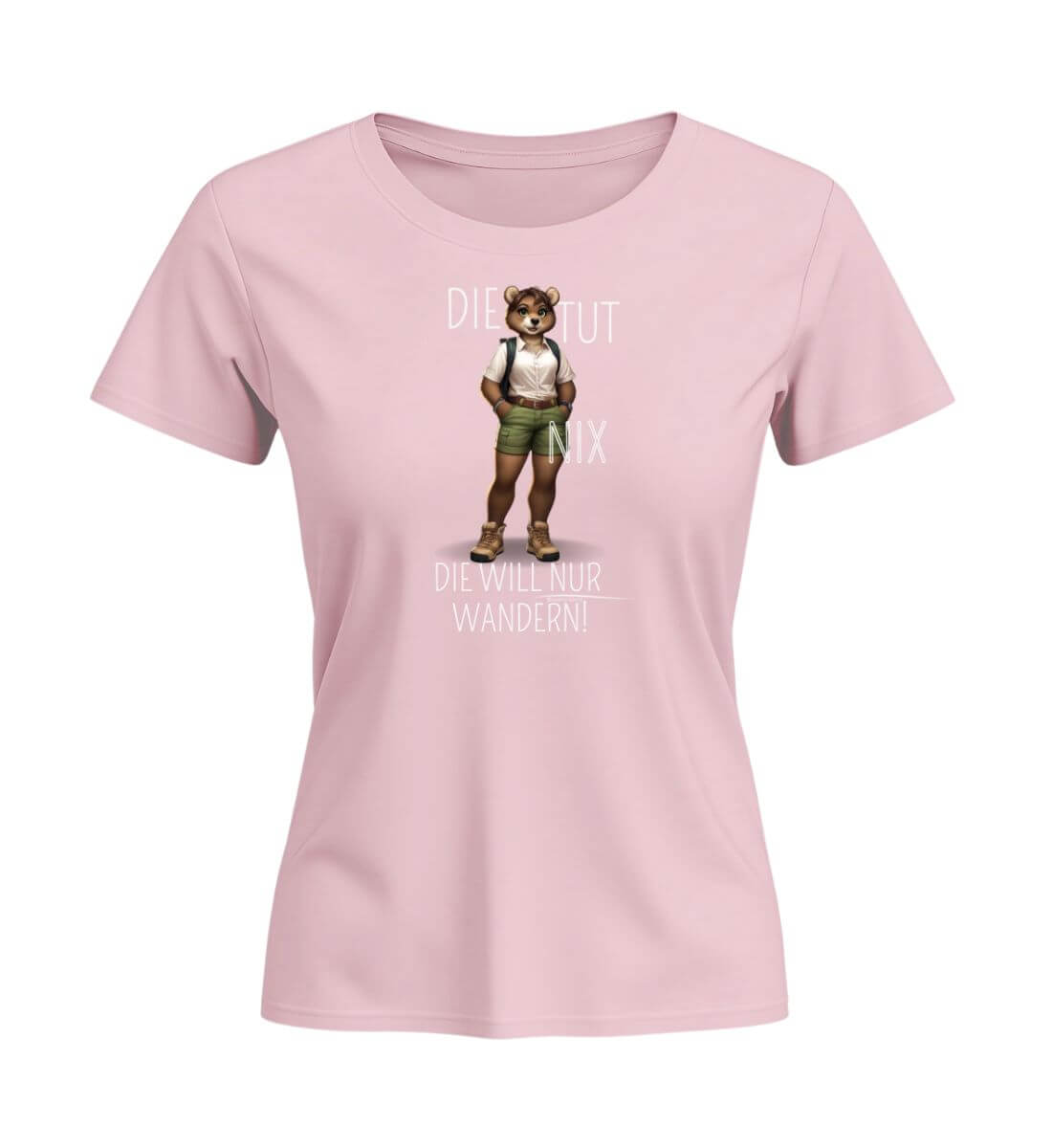 Die tut nix - Bär | Damen Premium Organic T-Shirt (Fitted) von Rad&Rucksack - am Model präsentiert