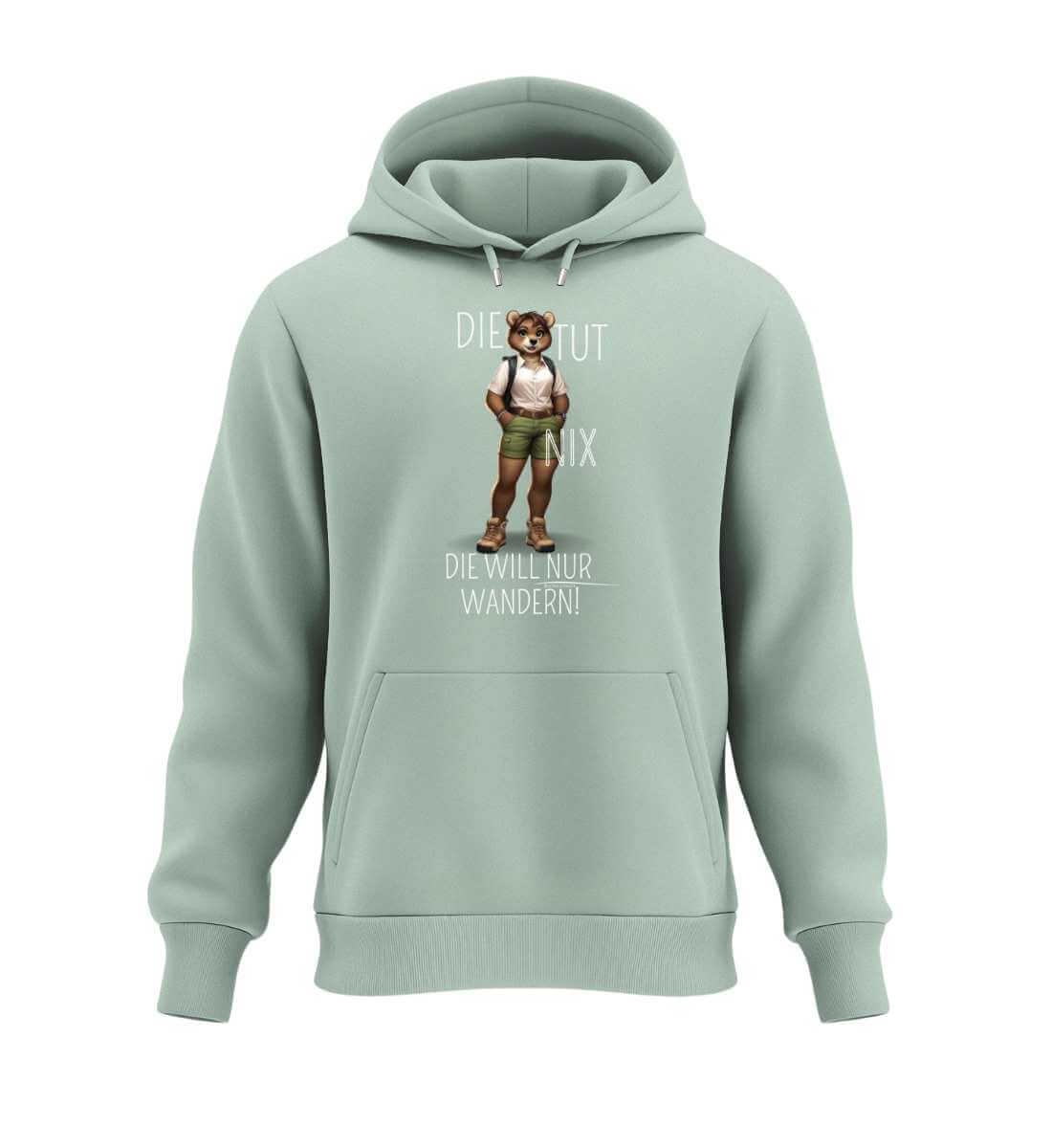 Die tut nix - Bär | Unisex Organic Hoodie in Aloe von Rad&Rucksack