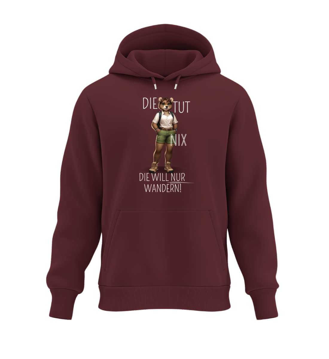 Die tut nix - Bär | Unisex Organic Hoodie in Burgundy von Rad&Rucksack